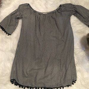 Black and white striped dress